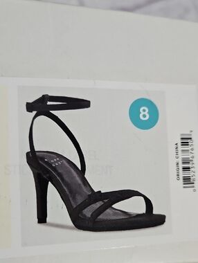 a new day Suzi Black Strappy Ankle‑Wrap Heels with Thin Bands